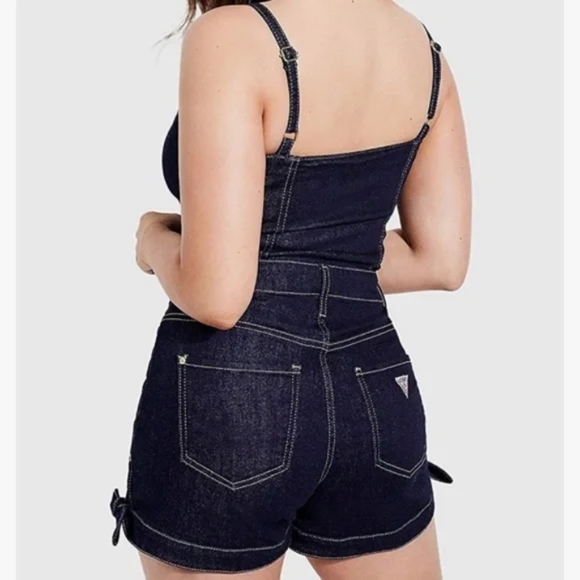 Guess Tie Hem Blue Denim Romper playsuit retro pinup vintage style SZ xs - Picture 9 of 9